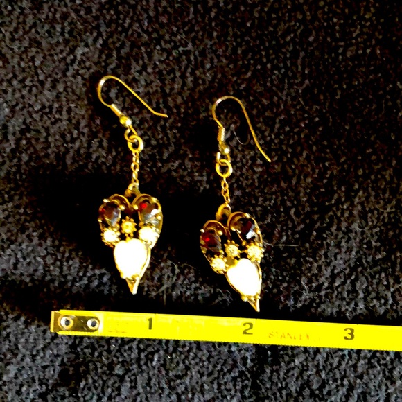 Faux garnet and opal drop earrings - Picture 1 of 3